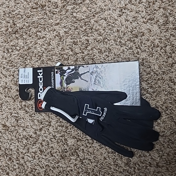 Roeckl NWT Size 6.5 Black Riding Gloves With White Trim - Picture 1 of 4